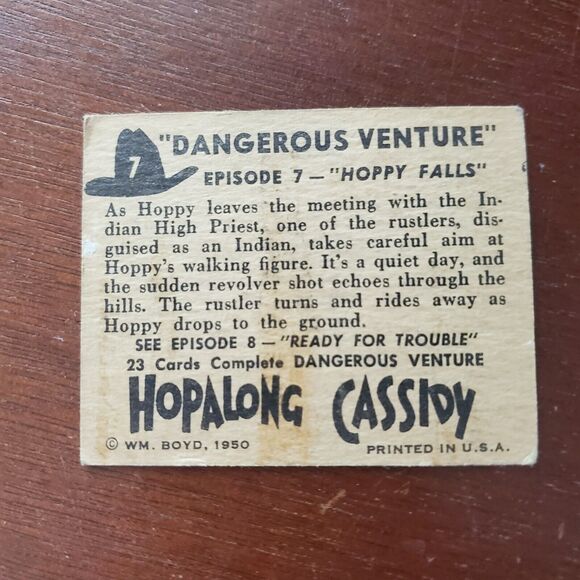 1950 Topps Hopalong Cassidy Dangerous Venture Card #7 Episode 7 - Picture 2 of 2